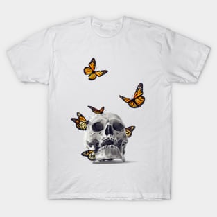 Skull with Monarch Butterflies T-Shirt